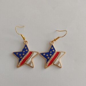 Star-Shaped Earrings with Red, Blue, and Gold Accents Bling